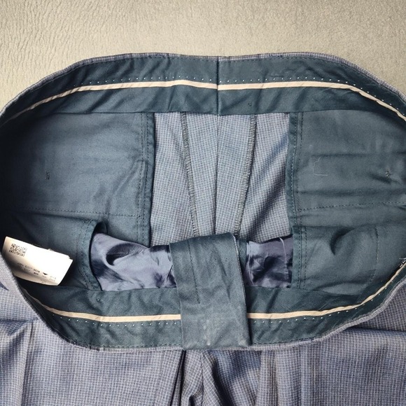 Hugo Boss Dress Pants Mens 36x31 Blue Gray Micro Check Flat Front Suit Sharp - Picture 8 of 15